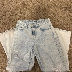 RSQ Light Blue Distressed Flare Jeans